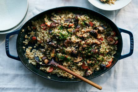 Baked Barley Risotto With Mushrooms and Carrots