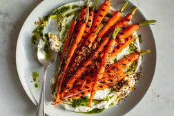 Image for Grilled Carrots With Yogurt, Carrot-Top Oil and Dukkah
