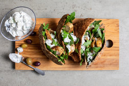 Image for Grilled Chicken Pita With Yogurt Sauce and Arugula