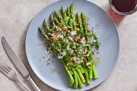 Image for Lemony Asparagus Salad With Shaved Cheese and Nuts