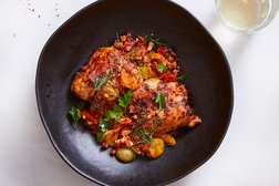 Image for Sheet-Pan Chicken With Jammy Tomatoes and Pancetta