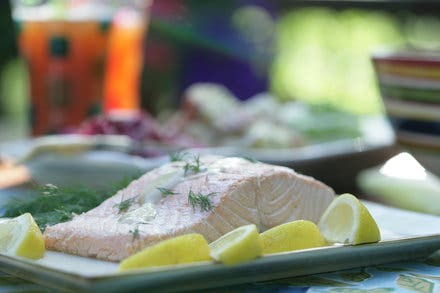 Cold Poached Salmon With Dill Mustard Sauce