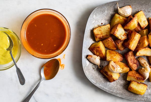 Oven-Fried Patatas Bravas (Crispy Potatoes With Two Sauces)