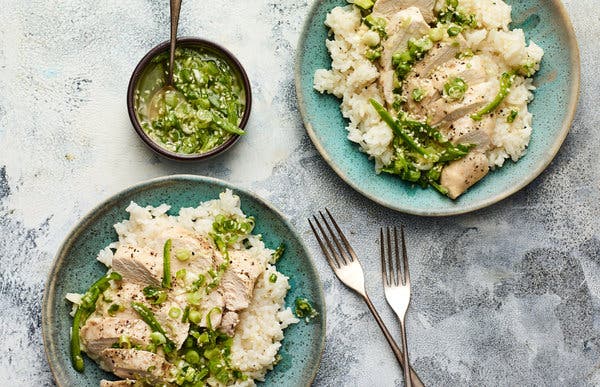 Chicken and Rice With Scallion-Ginger Sauce