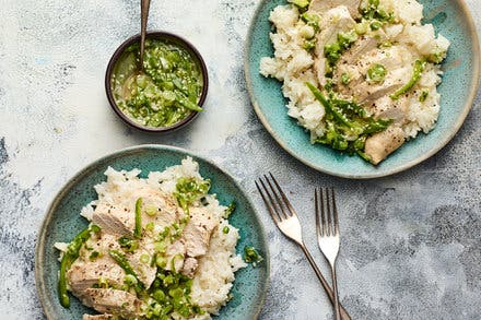 Chicken and Rice With Scallion-Ginger Sauce