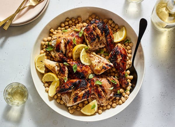Grilled Spatchcocked Chicken With Honey, Chile and Lemon