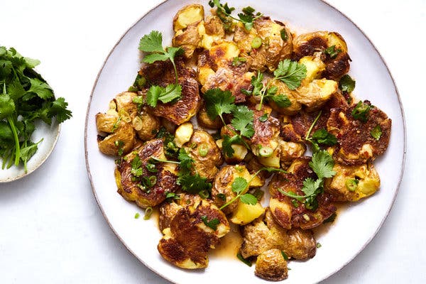 Smashed Potatoes With Thai-Style Chile and Herb Sauce