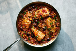 Image for One-Pot Smoky Fish With Tomato, Olives and Couscous