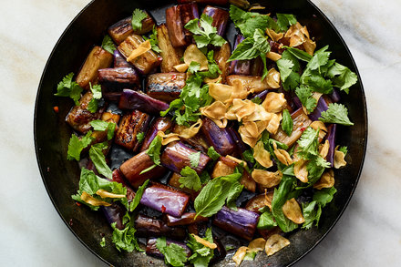 Image for Sweet and Sour Eggplant With Garlic Chips