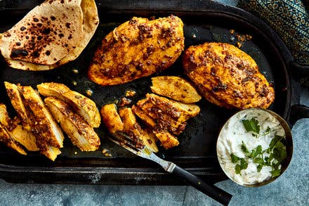 Garlic-Ginger Chicken Breasts With Cilantro and Mint