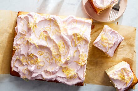 Lemon Sheet Cake With Raspberry Whipped Cream