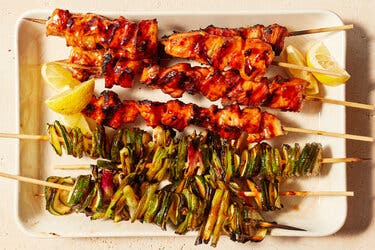 Yakitori-Style Salmon With Scallions and Zucchini