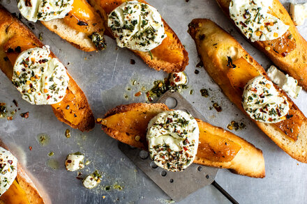 Image for Herbed Goat Cheese and Roasted Pepper Toasts