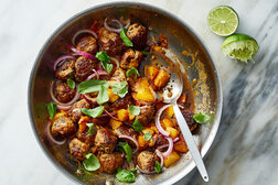 Image for Skillet Meatballs With Peaches, Basil and Lime