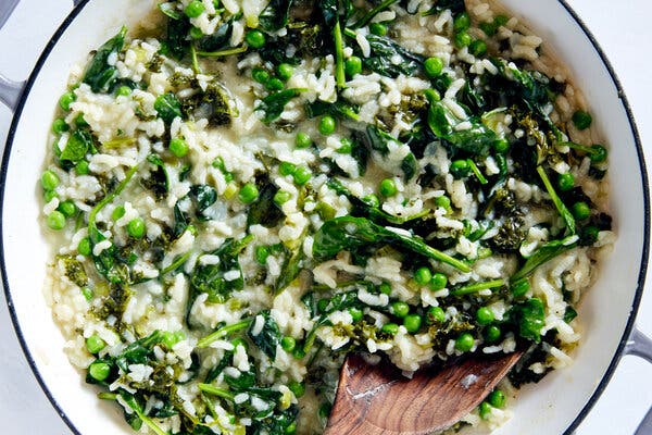 Baked Risotto With Greens and Peas