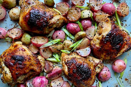 Image for Sheet-Pan Miso Chicken With Radishes and Lime