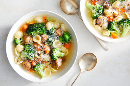 Image for Mini Meatball Soup With Broccoli and Orecchiette