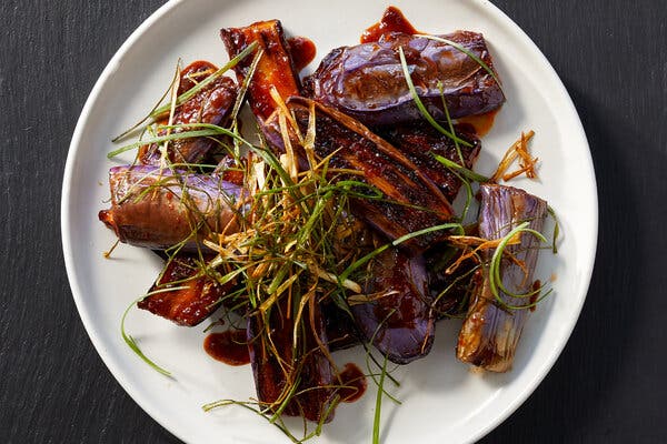 Gochujang-Glazed Eggplant With Fried Scallions