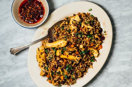 Wild Rice Dressing With Mushrooms and Chile Crisp