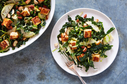 Image for Kale and Brussels Sprouts Salad With Pear and Halloumi