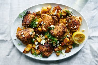 Sheet-Pan Chicken and Potatoes With Feta, Lemon and Dill