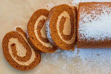 Pumpkin Roll With Coffee-Caramel Cream