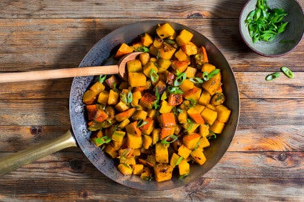 Simmered Kabocha Squash With Scallions