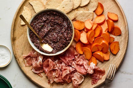 Fig-Olive Tapenade With Prosciutto and Persimmon