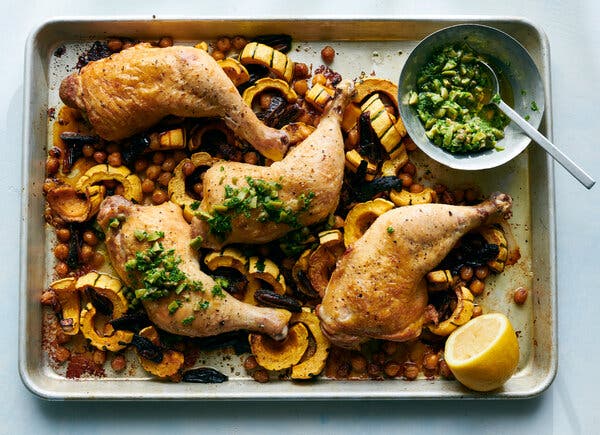 Sheet-Pan Chicken With Squash and Dates