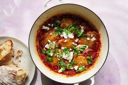Braised Chicken With Tomatoes, Cumin and Feta