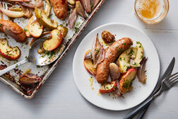 Image for Sheet-Pan Sausages With Caramelized Shallots and Apples