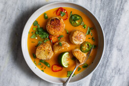 Image for Seared Sea Scallops With Spicy Carrot Coulis