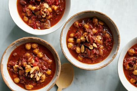 Slow Cooker Chickpea, Red Pepper and Tomato Stew