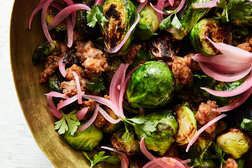 Image for Sautéed Brussels Sprouts With Sausage and Pickled Red Onion