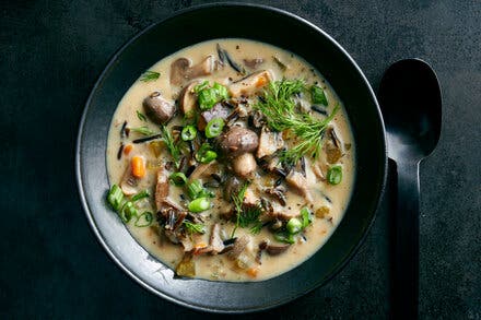 Pressure Cooker Mushroom and Wild Rice Soup