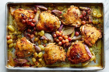 Sheet-Pan Chicken With Shallots and Grapes