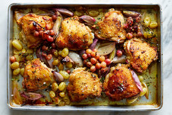 Image for Sheet-Pan Chicken With Shallots and Grapes