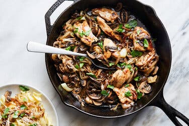 Skillet Chicken With Mushrooms and Caramelized Onions