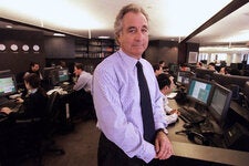 A 1999 portrait of Bernie Madoff on his Manhattan trading floor. He was jailed in 2009 and died in 2021.