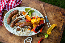 Image for Grilled Sausages, Onions and Peppers