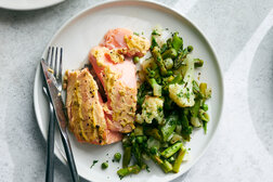 Image for Mustard Salmon With Spring Vegetable Stew