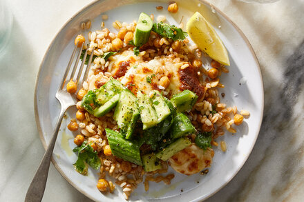 Image for Crispy Grains and Halloumi With Smashed Cucumbers