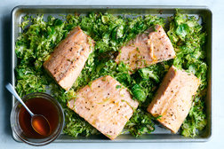 Image for Roasted Salmon and Brussels Sprouts With Citrus-Soy Sauce