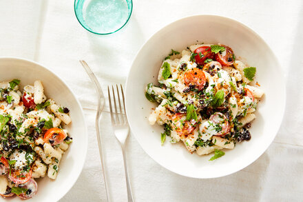 Image for Cottage Cheese Pasta With Tomatoes, Scallions and Currants