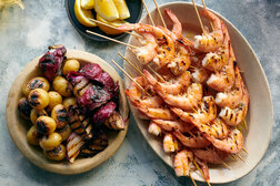 Image for Grilled Shrimp Skewers With Roasted Red Pepper Sauce