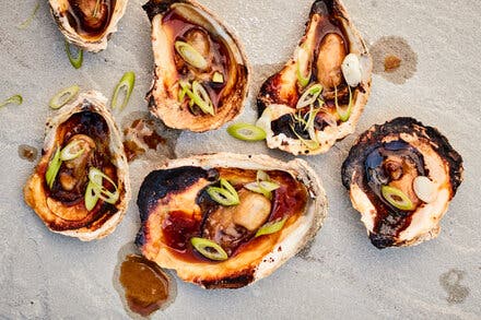 Grilled Oysters With Buttery Soy-Sake Glaze