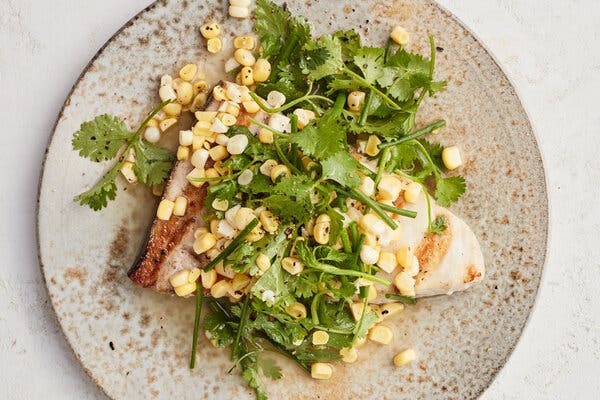 Grilled Swordfish With Corn Salad