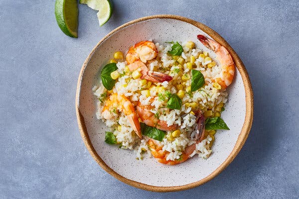 Coconut Rice With Shrimp and Corn