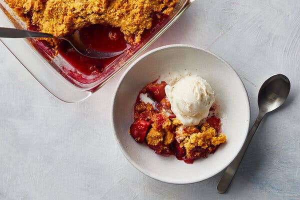 Plum and Raspberry Cornmeal Crisp