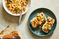 Image for Ricotta Toasts With Melon, Corn and Salami